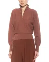 Alexia Admor Niko Quarter Zip Sweater In Brown