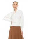 Alexia Admor Niko Quarter Zip Sweater In White