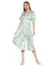 Alexia Admor V-neck Puff Sleeve Midi Dress In Multi