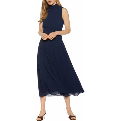 Alexia Admor Noor Smocked Neck Midi Dress In Blue
