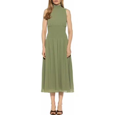 Alexia Admor Noor Smocked Neck Midi Dress In Green