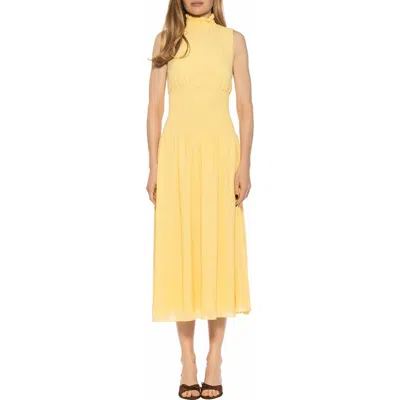 Alexia Admor Noor Smocked Neck Midi Dress In Yellow