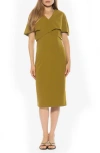 Alexia Admor Noor Wrap Bodice Midi Sheath Dress In Green
