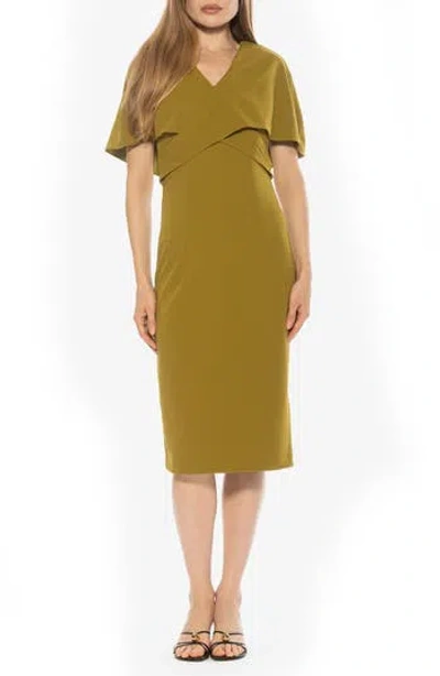 Alexia Admor Noor Wrap Bodice Midi Sheath Dress In Green