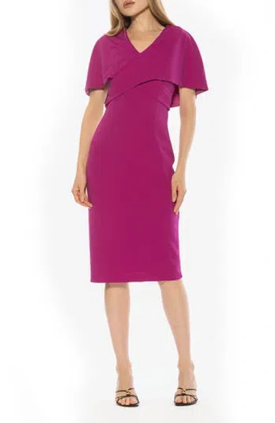 Alexia Admor Noor Wrap Bodice Midi Sheath Dress In Purple