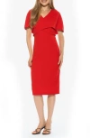 Alexia Admor Noor Wrap Bodice Midi Sheath Dress In Red