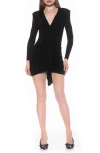 Alexia Admor Nova Long Sleeve Draped Minidress In Black
