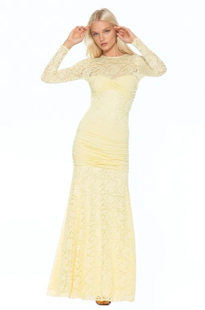 Alexia Admor Nova Long Sleeve Ruched Dress In Yellow