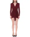 Alexia Admor Nova Long Sleeve Draped Minidress In Red