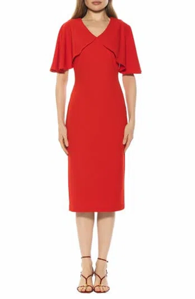 Alexia Admor Novi Flutter Sleeve Midi Dress In Red