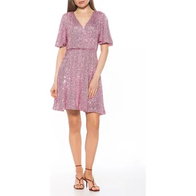 ALEXIA ADMOR ALEXIA ADMOR OAKLESS SEQUIN FLUTTER SLEEVE FIT & FLARE DRESS