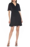 Alexia Admor Oakless Velvet Flutter Sleeve Fit & Flare Dress In Black