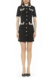 Alexia Admor Odette Short Sleeve Knit Shirtdress In Black