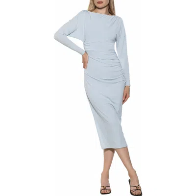 Alexia Admor Oliviane Ruched Long Sleeve Stretch Midi Dress In White