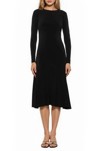 Alexia Admor Oona Long Sleeve Fit & Flare Midi Dress In Black