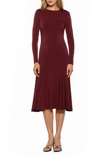 Alexia Admor Oona Long Sleeve Fit & Flare Midi Dress In Burgundy