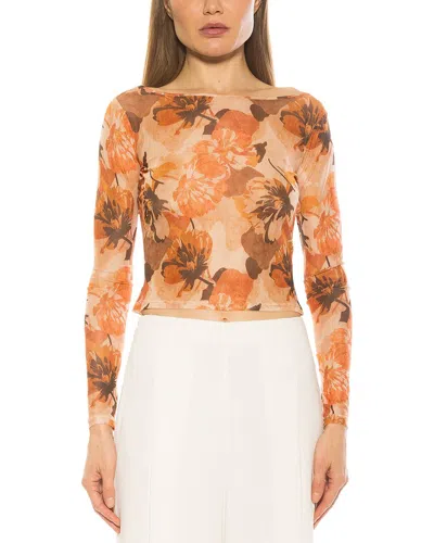 Alexia Admor Opal Sheer Mesh Top In Beige Floral