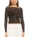 Alexia Admor Opal Sheer Mesh Top In Black Abstract