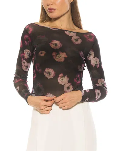 Alexia Admor Opal Boatneck Sheer Mesh Top In Black