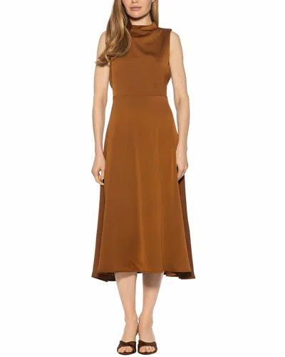 Alexia Admor Opal Draped Fit & Flare Dress In Brown
