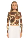 Alexia Admor Opal Sheer Mesh Top In Sage Abstract