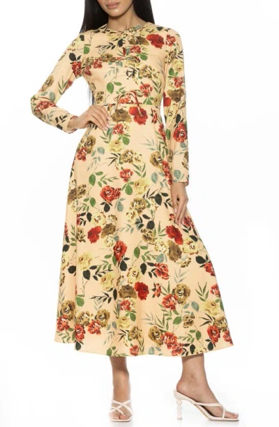 Alexia Admor Ophelia Long Sleeve Midi Dress In Beige Rose