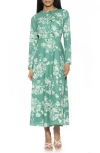 Alexia Admor Ophelia Long Sleeve Midi Dress In Green