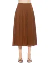 Alexia Admor Oren Pleated Midi Skirt In Brown