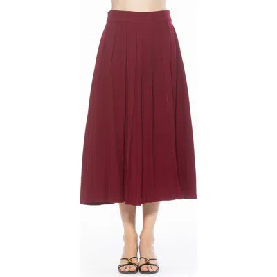 Alexia Admor Oren Pleated Midi Skirt In Burgundy