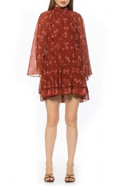 Alexia Admor Pamela Long Sleeve Shift Dress In Burgundy