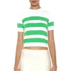 Alexia Admor Pat Stripe Short Sleeve Sweater Top In Ivory/green