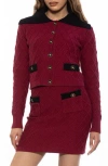 Alexia Admor Pattern Cardigan In Burgundy