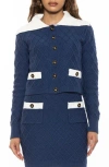 Alexia Admor Pattern Cardigan In Denim Blue