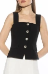 Alexia Admor Poelne Button Front Vest Top In Black