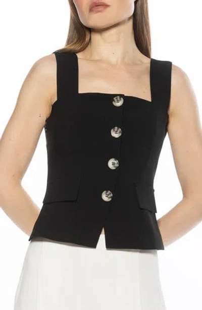 Alexia Admor Poelne Button Front Vest Top In Black