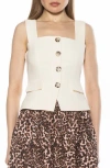 Alexia Admor Poelne Button Front Vest Top In Ivory