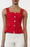 Alexia Admor Poelne Button Front Vest Top In Red