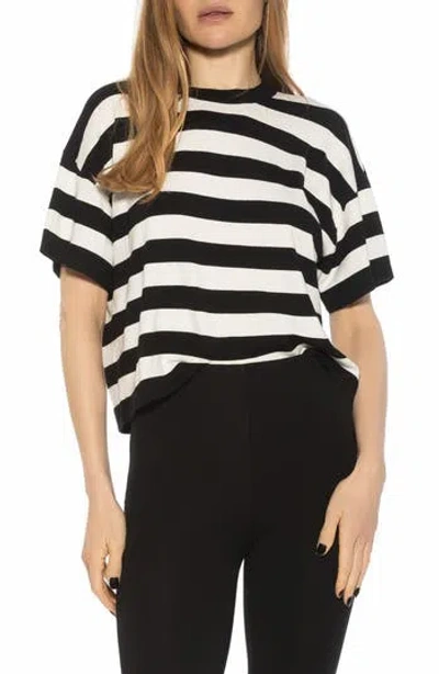 Alexia Admor Remy Stripe Short Sleeve Top In Black