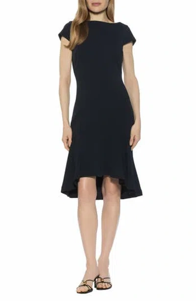 Alexia Admor Renata Cap Sleeve Handkerchief Hem Knit Dress In Blue