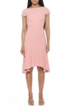 Alexia Admor Renata Cap Sleeve Handkerchief Hem Knit Dress In Blush