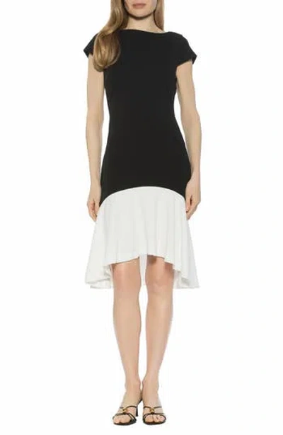 Alexia Admor Renata Cap Sleeve Handkerchief Hem Knit Dress In Black