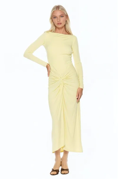Alexia Admor Revel Long Sleeve Draped Skirt Maxi Dress In Yellow