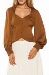 Alexia Admor Romy Sweetheart Neck Button-up Shirt In Blue
