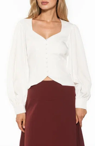 Alexia Admor Romy Sweetheart Neck Button-up Shirt In Ivory