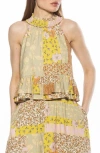 Alexia Admor Roth Smocked Ruffle Halter Top In Beige Wildflowers