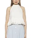 Alexia Admor Roth Smocked Ruffle Halter Top In White