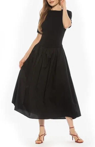 Alexia Admor Rowan Crewneck Midi Dress In Black