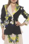 Alexia Admor Ruched Sleeve One-button Blazer In Multi