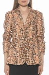 Alexia Admor Ruched Sleeve One-button Blazer In Multi