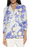 Alexia Admor Ruched Sleeve One-button Blazer In Lilac Multi